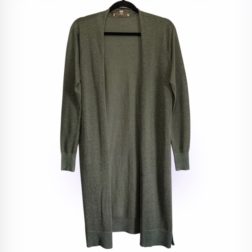 LOFT Sparkle Metallic Knit Open Cardigan Duster